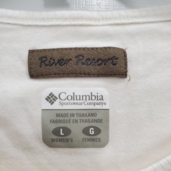 Columbia River Resort Cream Crew Neck‎ Stretch Long Sleeve Active Outdoor Top L - Picture 4 of 7
